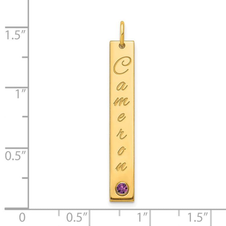 14k YG Med Epoxy Name w/14k Bezel Birthstone Bar Charm