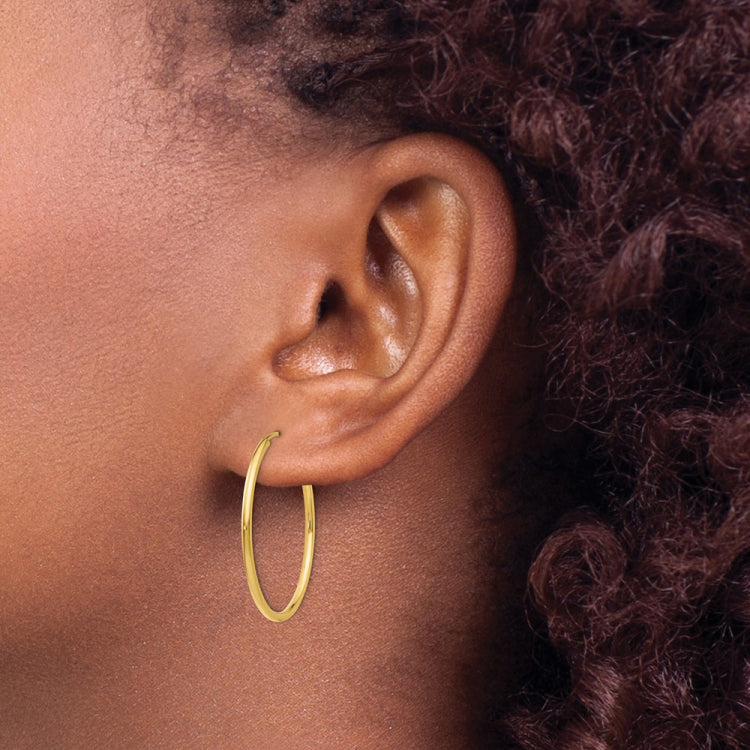 14k 1.5x26mm Polished Round Endless Tube Hoop Earrings