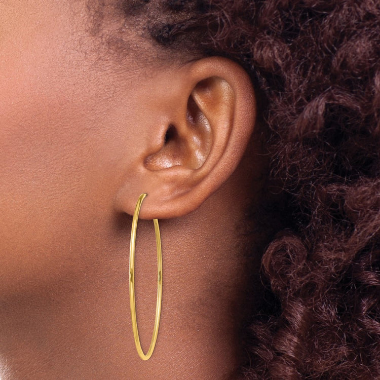 14k 1.5x51mm Polished Round Endless Tube Hoop Earrings
