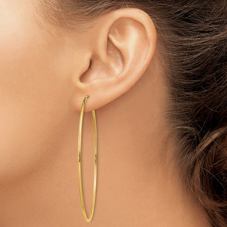 14k 1.5x64mm Polished Round Endless Tube Hoop Earrings