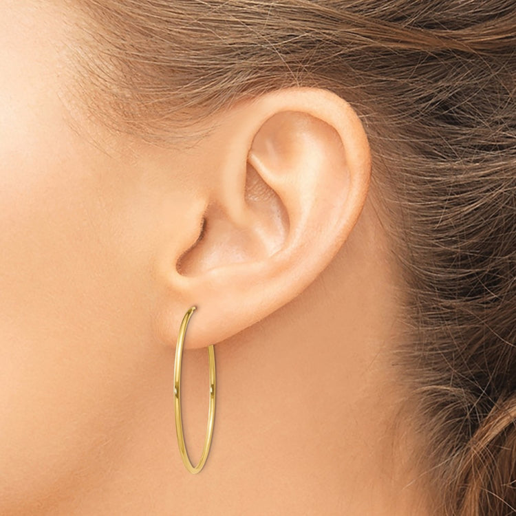 14k 1.2x34mm Polished Endless Tube Hoop Earrings