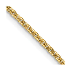 14K 22 inch 2mm Round Open Link Cable with Lobster Clasp Chain