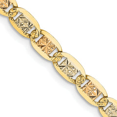 14K 24 inch 3.8mm Tri-color Pav� Valentino with Lobster Clasp Chain