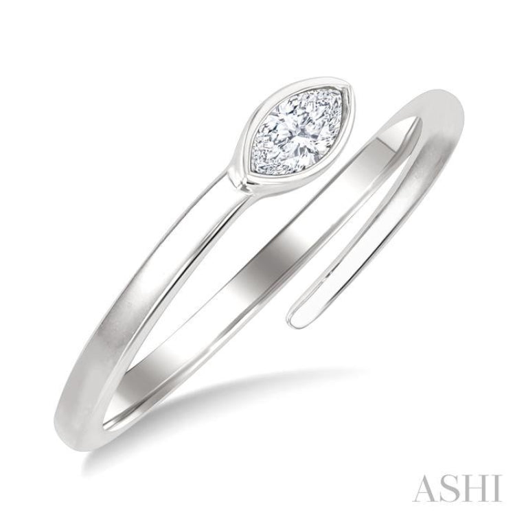 1/6 Ctw Bypass Bezel Set Marquise Cut Diamond Open Fashion Ring in 14K White Gold