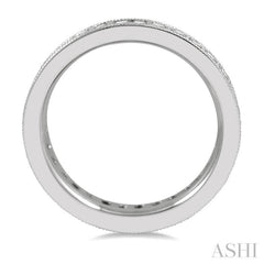 1 Ctw Milgrain Bordered Round Cut Diamond Eternity Wedding Band in 14K White Gold