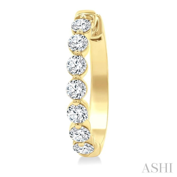 2 Ctw Prong Set Round Cut Diamond Hoop Earrings in 14K Yellow gold