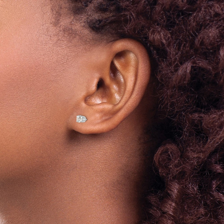 14k White Gold 4mm Round CZ Stud Earrings
