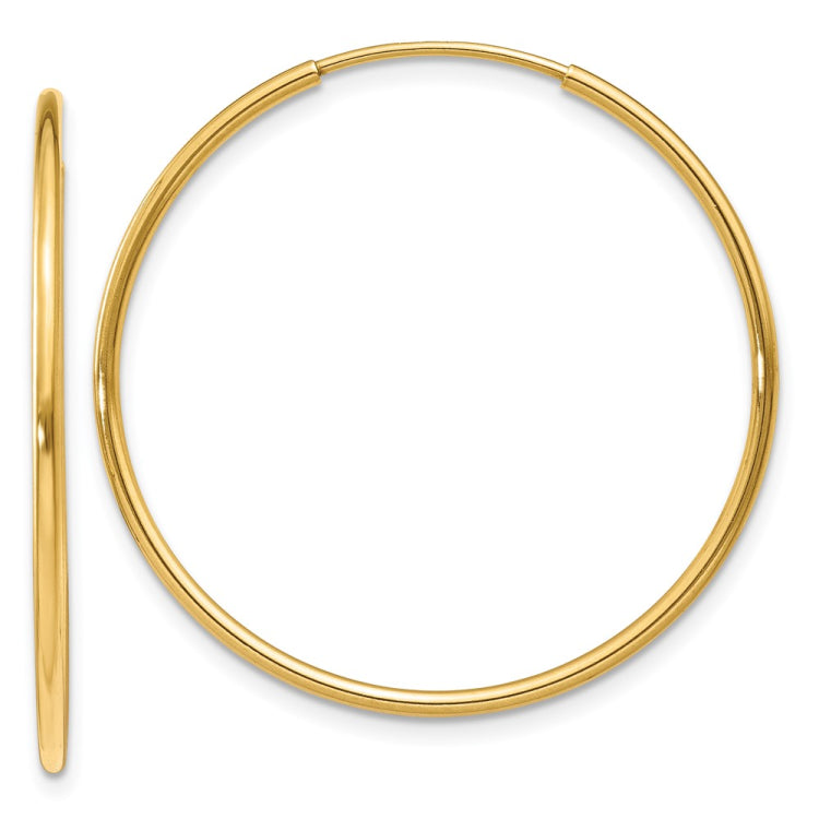 14k 1.2x30mm Polished Endless Tube Hoop Earrings