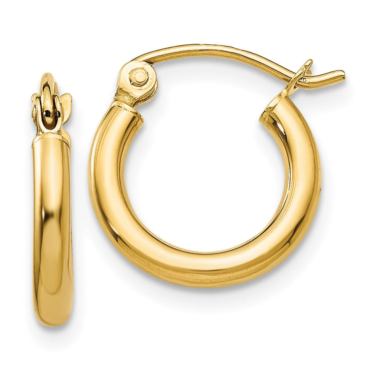 14k 2x12mm Polished Tube Hoop Earrings