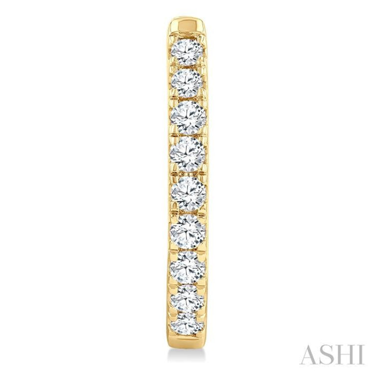 1/2 Ctw Round Cut Diamond Fashion Hoop Earrings in 14K Yellow Gold