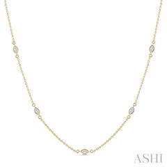 1/2 Ctw Marquise Cut Diamond Station Necklace in 14K Yellow Gold
