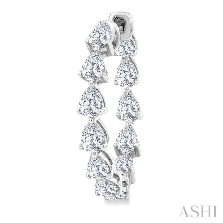 2 5/8 Ctw Inside-Out Pear Cut Diamond Fashion Hoop Earrings in 14K White Gold
