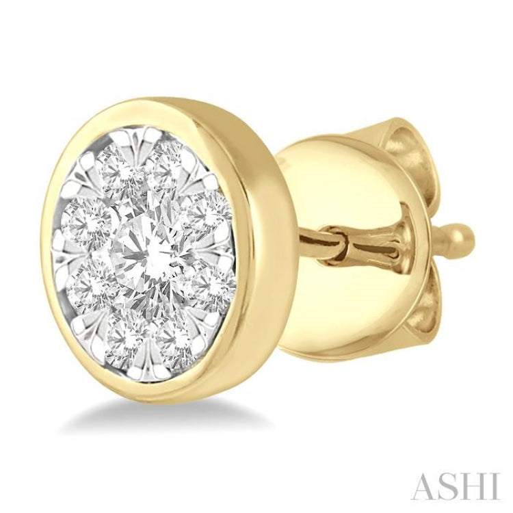3/4 Ctw Lovebright Round Cut Diamond Stud Earrings in 14K Yellow and White Gold