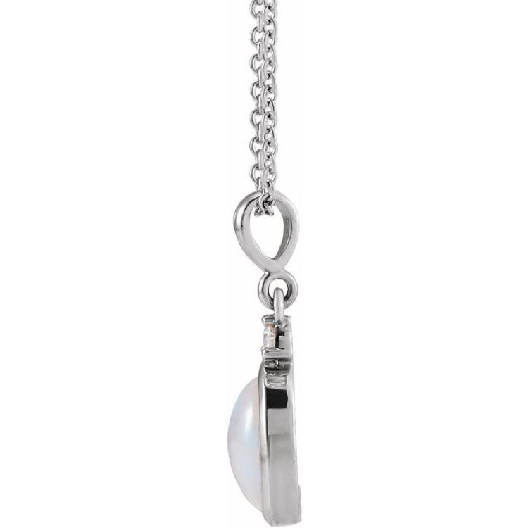 Platinum 6x4 mm Natural Ethiopian Opal & .015 CT Natural Diamond 16-18" Necklace