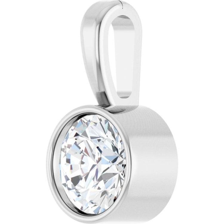 Platinum 1/4 CT Natural Diamond Bezel-Set Solitaire Pendant