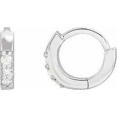 Sterling Silver .05 CTW Natural Diamond Hinged 8 mm Hoop Earrings
