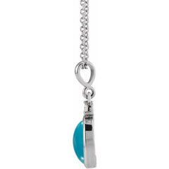 Platinum 6x4 mm Natural Turquoise & .015 CT Natural Diamond 16-18" Necklace