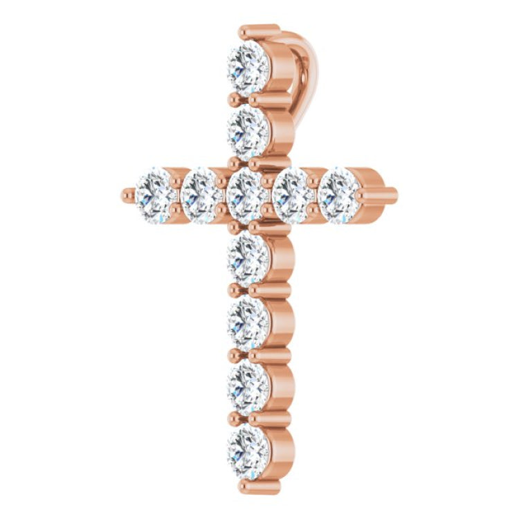 14K Rose Gold 3/8 CTW Lab-Grown Diamond Cross Pendant