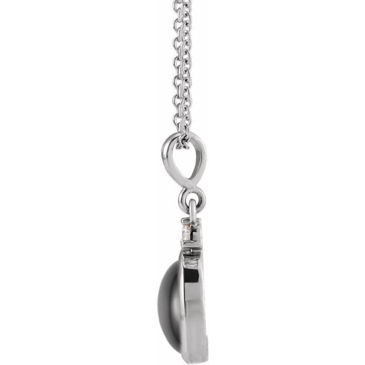 Sterling Silver 12x10 mm Natural Black Onyx & .03 CT Natural Diamond 16-18" Necklace