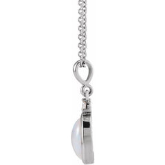 Sterling Silver 9x7 mm Natural White Opal & .03 CT Natural Diamond 16-18" Necklace