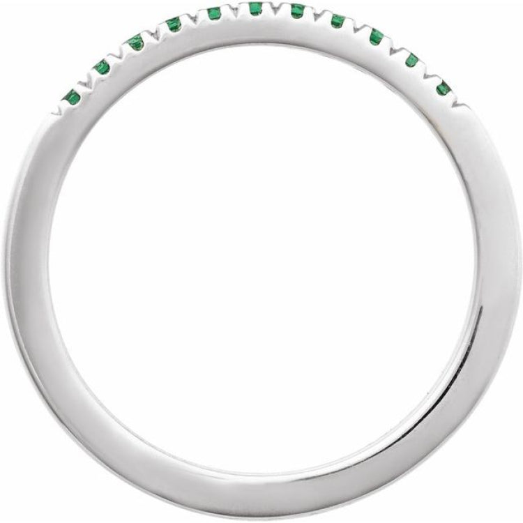 Sterling Silver Lab-Grown Emerald Stackable Ring