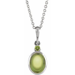 14K White Gold 5x3 mm Natural Peridot 16-18" Necklace