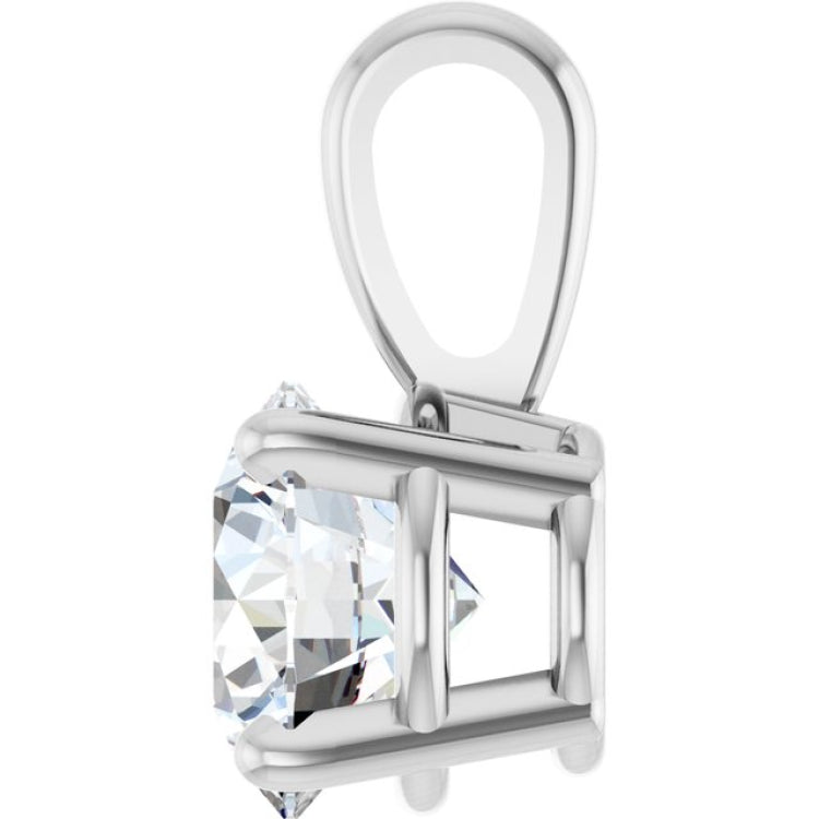 14K White Gold 3/4 CT Natural Diamond Pendant