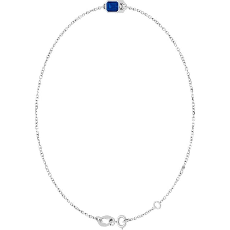 14K White Gold Natural Blue Sapphire 6 1/2-7 1/2" Bracelet