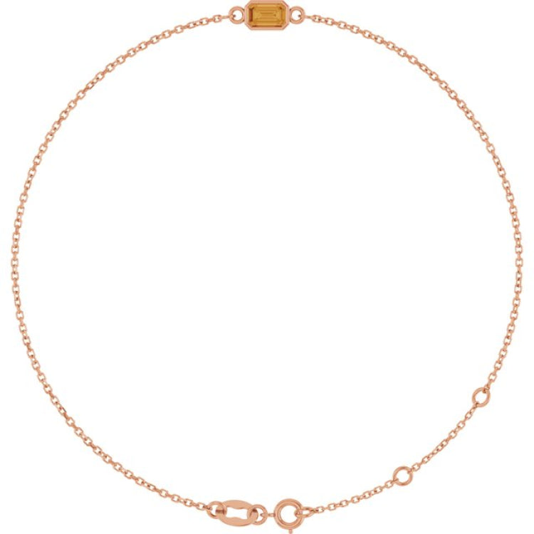 14K Rose Gold Natural Citrine 6 1/2-7 1/2" Bracelet