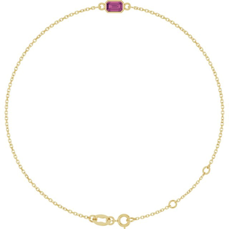 14K Yellow Gold Natural Pink Tourmaline 6 1/2-7 1/2" Bracelet