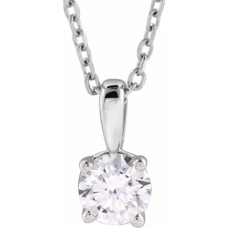 14K White Gold 1 1/2 CT Natural Diamond 18" Necklace
