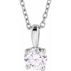14K White Gold 2 CT Natural Diamond 18" Necklace