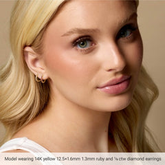 14K Yellow Gold 1/3 CTW Lab-Grown Diamond Hinged 15 mm Hoop Earrings