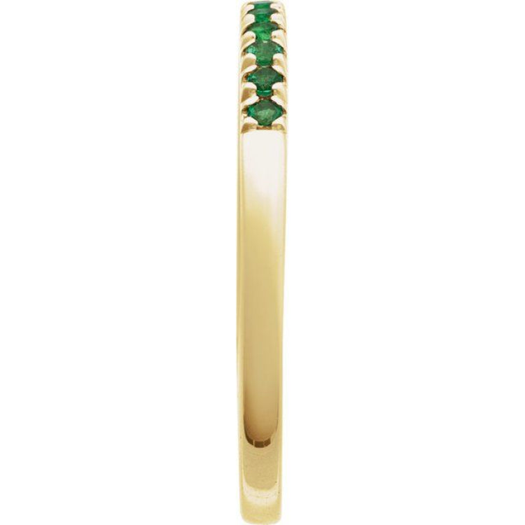 10K Yellow Gold Lab-Grown Emerald Stackable Ring