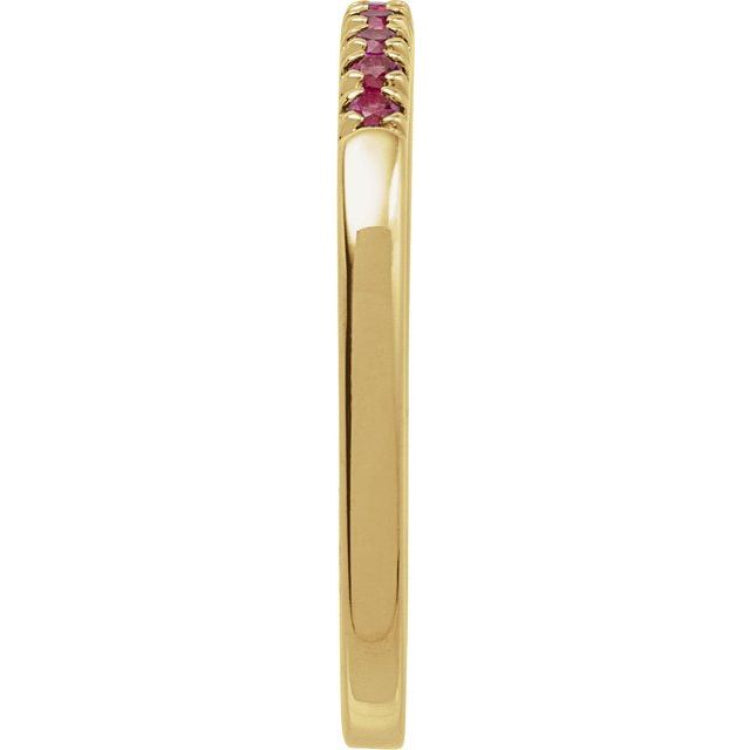 10K Yellow Gold Natural Ruby Stackable Ring
