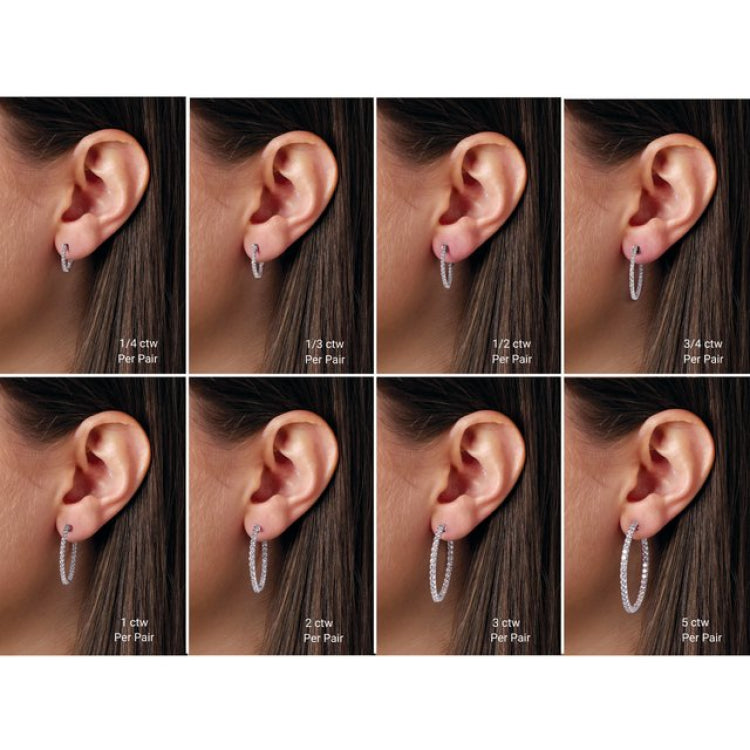 14K Rose Gold 5 CTW Natural Diamond Inside-Outside 41.5 mm Hinged Hoop Earrings