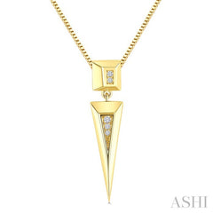 1/50 Ctw Pyramid Round Cut Diamond Fashion Pendant in 14K Yellow Gold