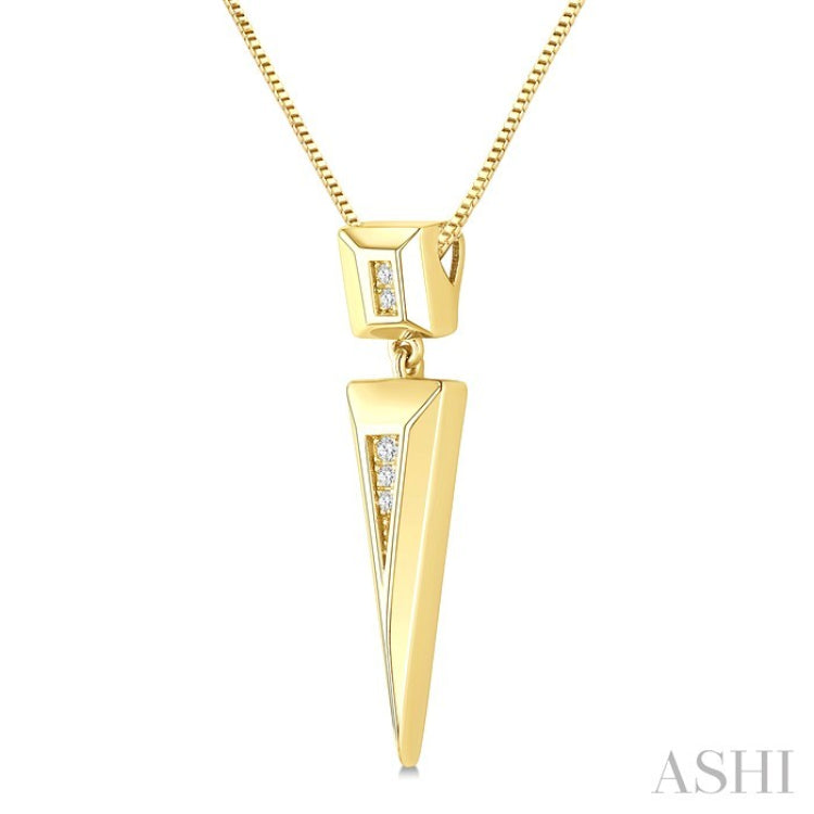 1/50 Ctw Pyramid Round Cut Diamond Fashion Pendant in 14K Yellow Gold