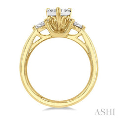 5/8 Ctw Pear Shape Lovebright Pear and Round Cut Diamond Engagement Ring in 14K Yellow and White Gold