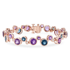 14KT Gold Amethyst & Blue Topaz Bracelet