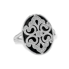 14KT Gold Ladies Onyx & Diamond Fashion Ring