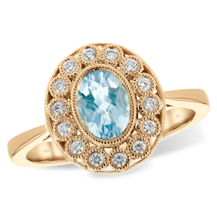 14KT Gold Ladies Aqua Fashion Ring