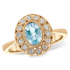 14KT Gold Ladies Aqua Fashion Ring
