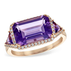 14KT Gold Ladies Amethyst Fashion Ring