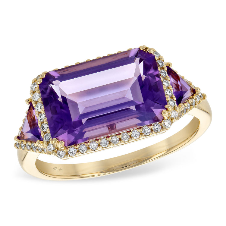 14KT Gold Ladies Amethyst Fashion Ring