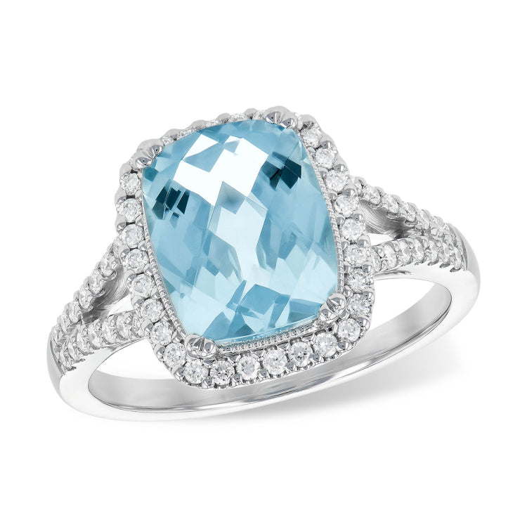14KT Gold Ladies Aqua Fashion Ring