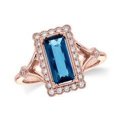 14KT Gold Ladies Blue Topaz Fashion Ring