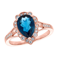 14KT Gold Ladies Blue Topaz Fashion Ring