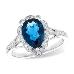 14KT Gold Ladies Blue Topaz Fashion Ring