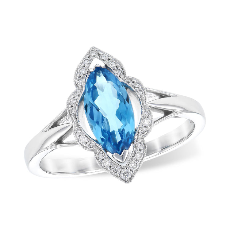 14KT Gold Ladies Blue Topaz Fashion Ring